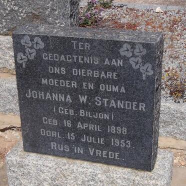 STANDER Johannes W. nee BILJON 1898-1953