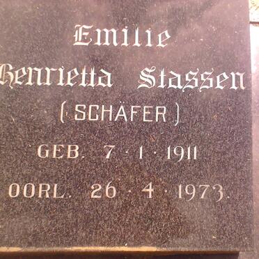 STASSEN Emilie Henrietta nee SCHAFER 1911-1973
