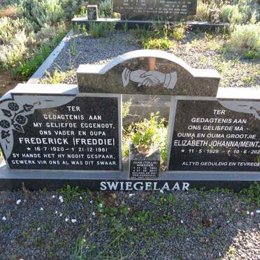 SWIEGELAAR Frederick 1920-1981 & Elizabeth Johanna MEINTJIE 1929-2020