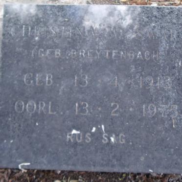SWART Christina W. nee BREYTENBACH 1912-1975