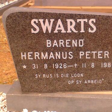 SWARTS Barend Hermanus Peter 1926-1980