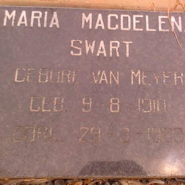 SWART Maria Magdelena nee VAN MEYER 1910-1988