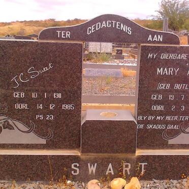 SWART J.C. 1911-1985 &amp; Mary Ann BUTLER 1920-1979