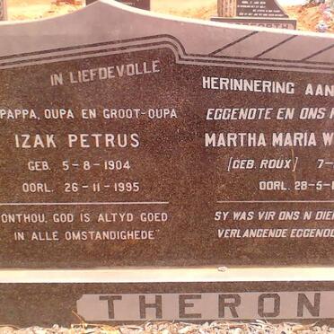 THERON Izak Petrus 1904-1995 &amp; Martha Maria Wesselina ROUX 1903-1970