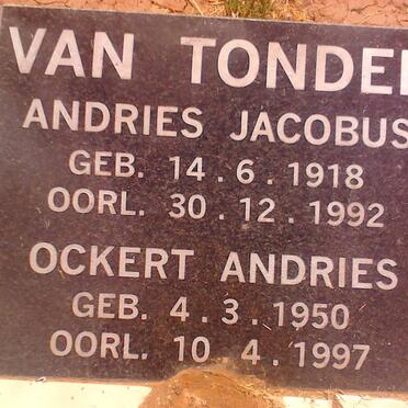 TONDER Andries Jacobus, van 1918-1992 :: VAN TONDER Ockert Andries 1950-1997