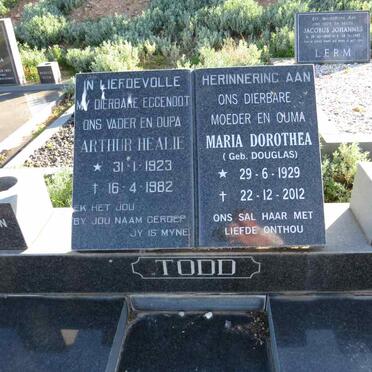 TODD Arthur Healie 1923-1982 & Maria Dorothea DOUGLAS 1929-2012