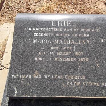 URIE Maria Magdalena nee LOTZ 1907-1976