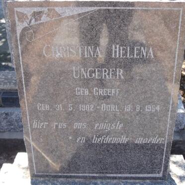 UNGERER Christina Helena nee GREEFF 1902-1954