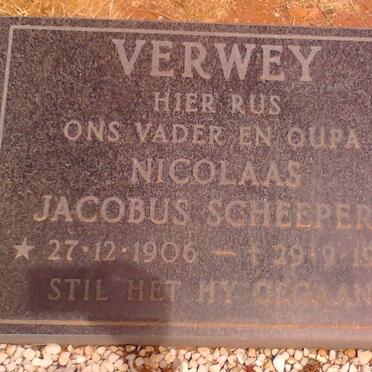 VERWEY Nicolaas Jacobus Scheepers 1906-1987