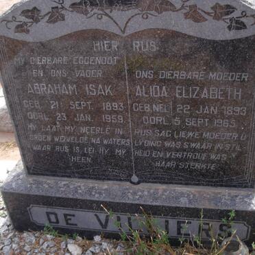 VILLIERS Abraham Isak, de 1893-1959 &amp; Alida Elizabeth 1893-1965