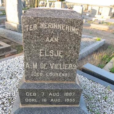 VILLIERS Elsje A.M., de nee LOURENS 1887-1955