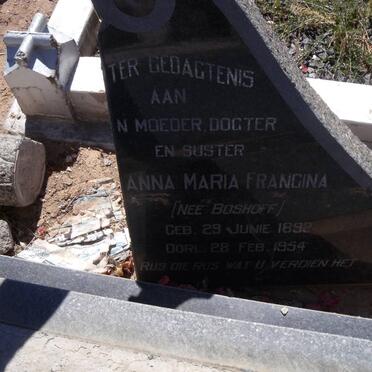 VILLIERS Anna Maria Francina, de nee BOSHOFF 1892-1954