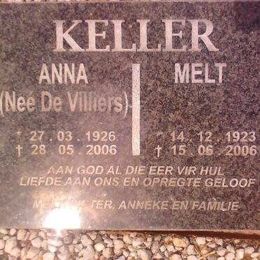 KELLER Melt 1923-2006 &amp; Anna DE VILLIERS 1926-2006