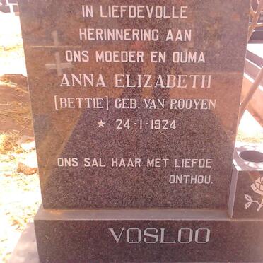 VOSLOO Anna Elizabeth nee VAN ROOYEN 1924-