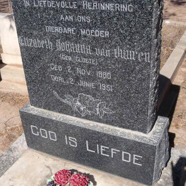 VUUREN Elizabeth Johanna nee CLOETE, van 1880-1951