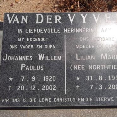 VYVER Johannes Willem Paulus, van der 1920-2002 &amp; Lilian Maud NORTHFIELD 1919-2006
