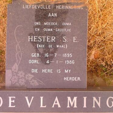 VLAMINGH Hester S.E., de nee DE WAAL 1895-1986