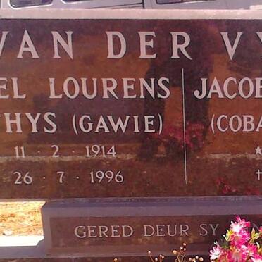 VYVER Gabriel Lourens Matthys, van der 1914-1996 &amp; Jacoba Hendrina SPIES 1915-2000