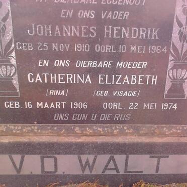 WALT Johannes Hendrik, v.d. 1910-1964 &amp; Catherina Elizabeth VISAGIE 1906-1974