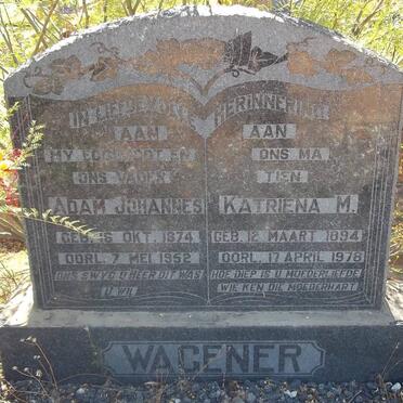 WAGENER Adam Johannes 1874-1952 &amp; Katriena M. 1894-1978