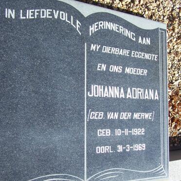 WALT Johanna Adriana, van der nee VAN DER MERWE 1922-1969