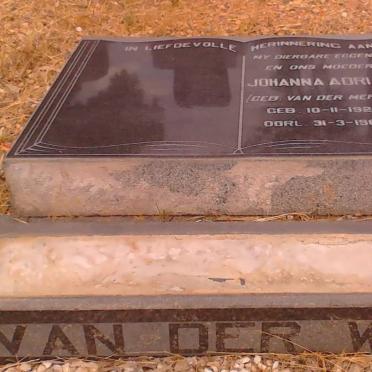 WALT Johanna Adriana, van der nee VAN DER MERWE 1922-1969