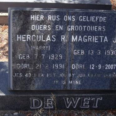 WET Hercules R., de 1929-1991 &amp; Magrieta J. 1930-2007