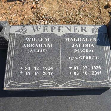 WEPENER Willem Abraham 1924-2017 & Magdalena Jacoba GERBER 1926-2011