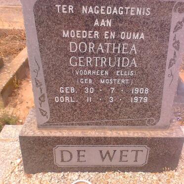 WET Dorathea Gertruida, de formerly ELLIS, nee MOSTERT 1908-1979