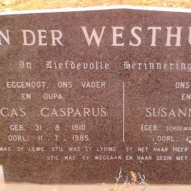 WESTHUIZEN Lucas Casparus, van der 1910-1985 &amp; Susanna M.J. SCHOEMAN 1911-1999
