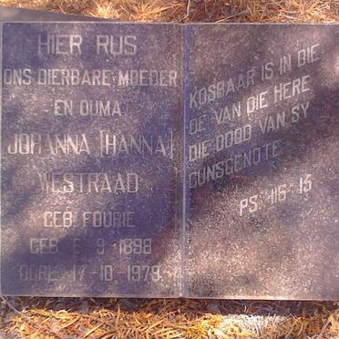 WESTRAAD Johanna nee FOURIE 1898-1979