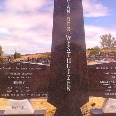 WESTHUIZEN Henry, van der 1905-1987 &amp; Susanna Elizabeth VAN DER WESTHUIZEN 1910-1992