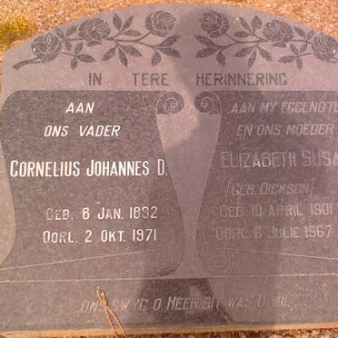 WESTHUIZEN Cornelius D., van der 1892-1971 &amp; Elizabeth Susan DICKSON 1901-1967
