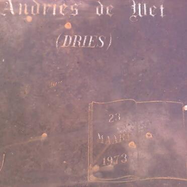 WET Andries, de -1973