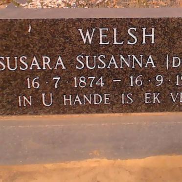 WELSH Susara Susanna nee DU TOIT 1874-1966