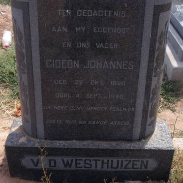 WESTHUIZEN Gideon Johannes, v.d. 1890-1960