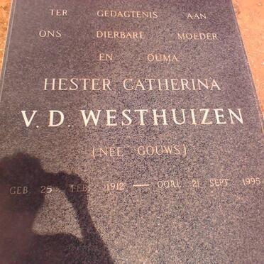 WESTHUIZEN Hester Catherina, van der nee GOUWS 1912-1995