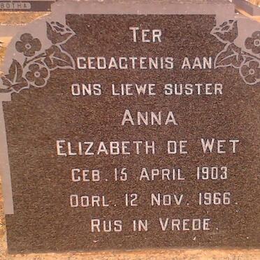 WET Anna Elizabeth, de 1903-1966