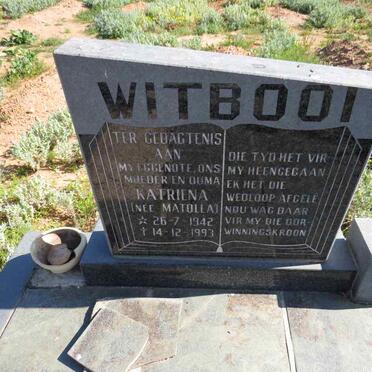WITBOOI Katriena nee MATOLLA 1942-1993