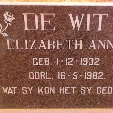 WIT Elizabeth Anna, de 1932-1982