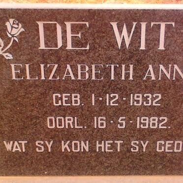 WIT Elizabeth Anna, de 1932-1982