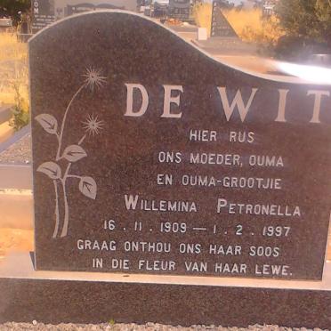 WIT Willemina Petronella, de 1909-1997