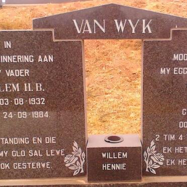 WYK Willem H.B., van 1932-1984 &amp; Sue P.M.C. SWANEPOEL 1921-1982