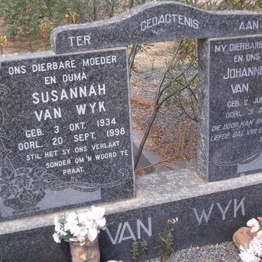 WYK Johannes N.L., van 1925-1958 &amp; Susannah 1934-1998
