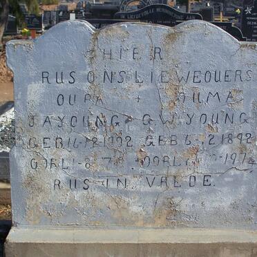 YOUNG J.A. 1902-1979 &amp; G.W. 1892-1974