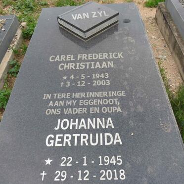 ZYL Carel Frederick Christiaan, van 1943-2003 & Johanna Gertruida 1945-2018