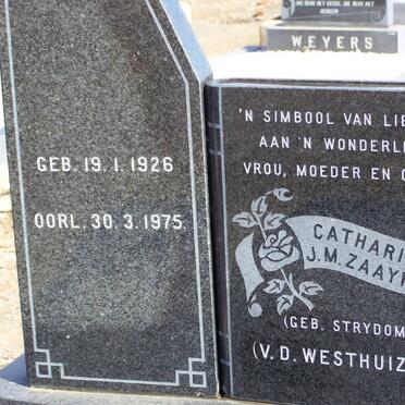 ZAAYMAN Catharina J.M., formerly V.D.WESTHUIZEN, nee STRYDOM 1926-1975