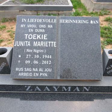 ZAAYMAN Junita Mariette nee NIGRINI 1944-2012