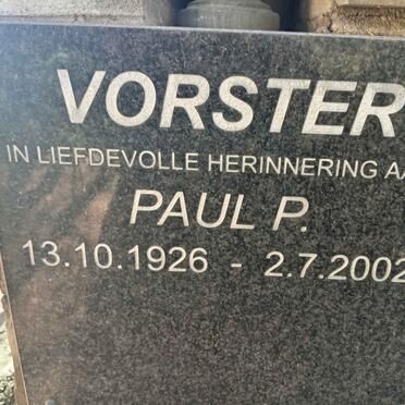 VORSTER Paul P. 1926-2002