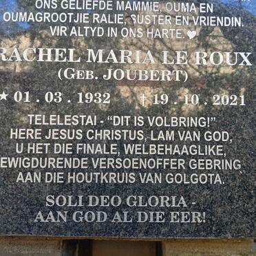 ROUX Rachel Maria nee JOUBERT 1932-2021